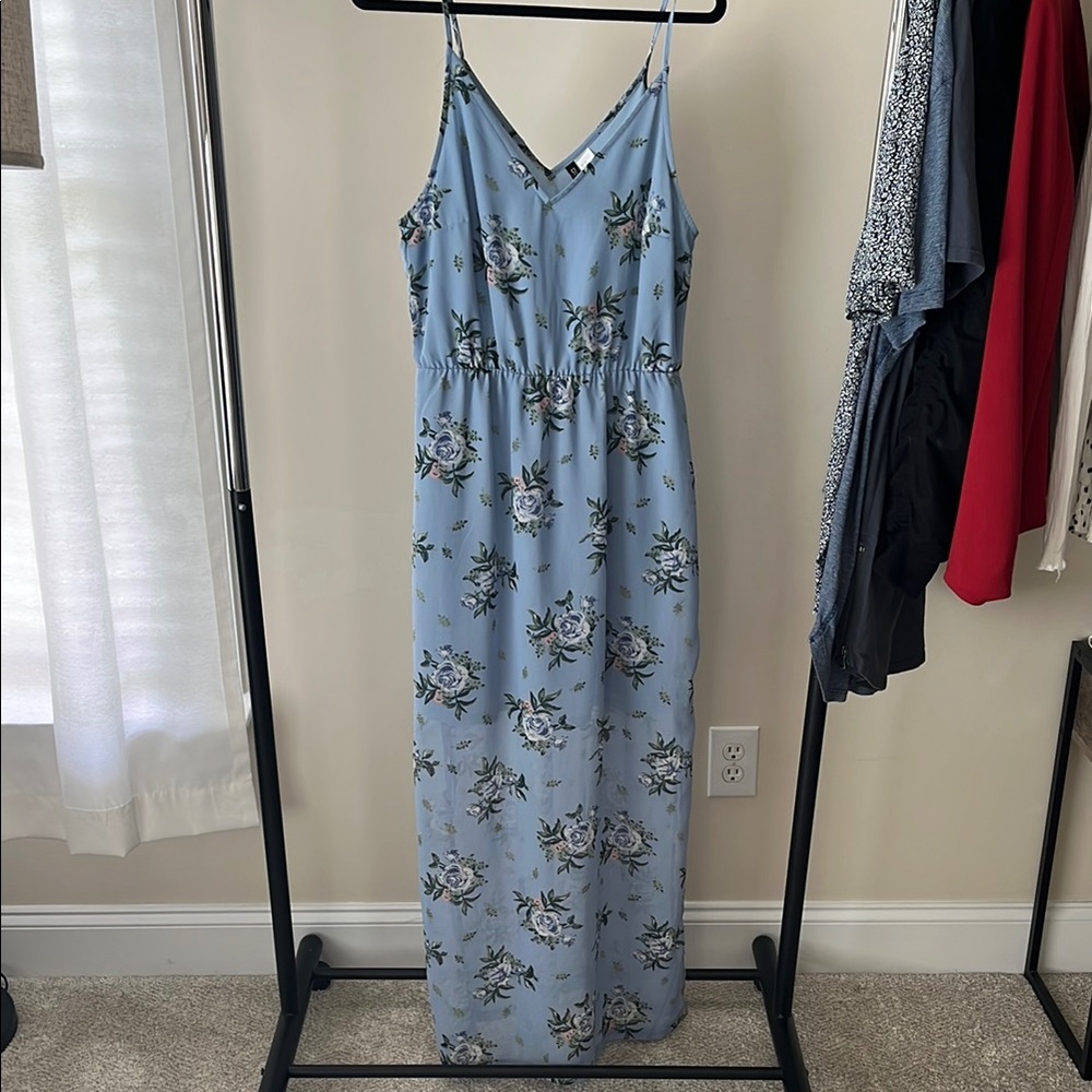 Divided Blue Floral Maxi Dress